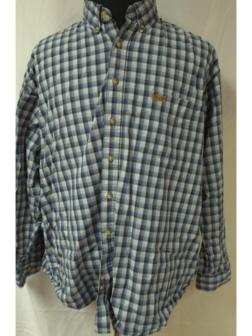 Carhartt Mens 2XL Blue Plaid Regular Long Sleeve Button Down Work Cotton Shirt